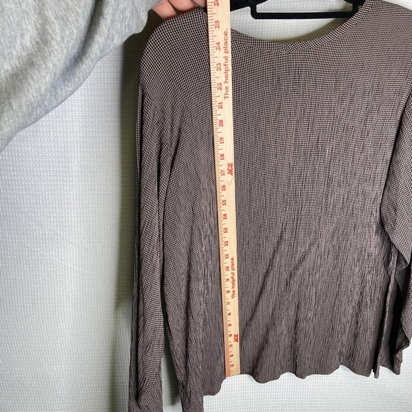 Flax | Brown Plaid Long Sleeve Top Small - Picture 6 of 8